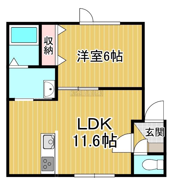 クローバーハウスNO.28若草(1LDK/1階)の間取り写真
