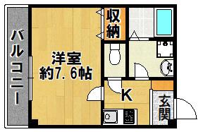 KORE・YIELD神戸北(1K/2階)の間取り写真