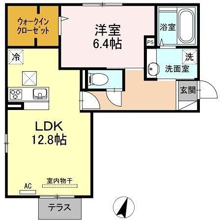 ポラリスうすき(1LDK/2階)の間取り写真
