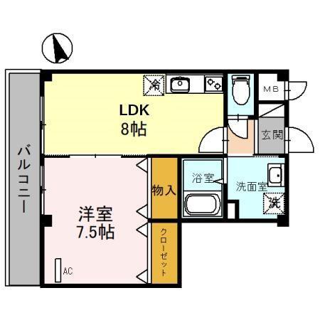 ハイツグランマーク(1LDK/3階)の間取り写真
