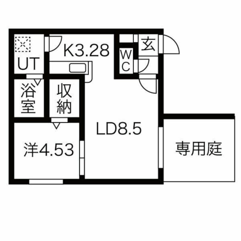 インフィニト平岸一条(1LDK/1階)の間取り写真