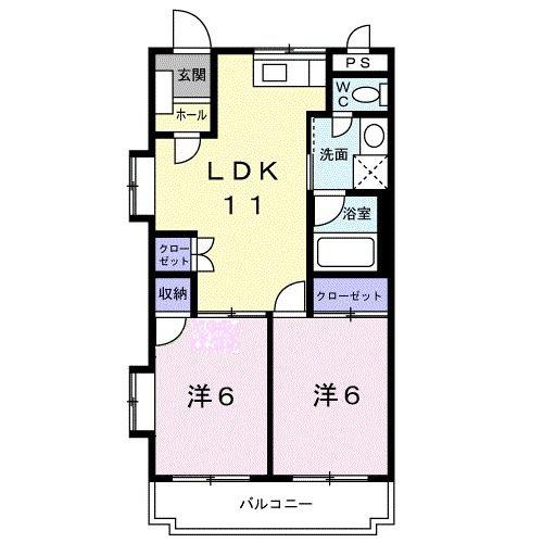 メゾンプロフィット(2LDK/3階)の間取り写真