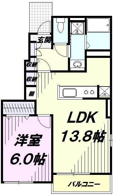 シェヴー(1LDK/1階)の間取り写真