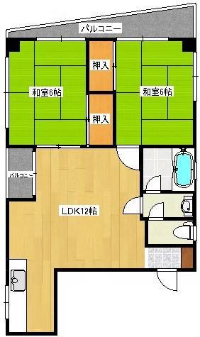 末広第一ビル(2LDK/4階)の間取り写真