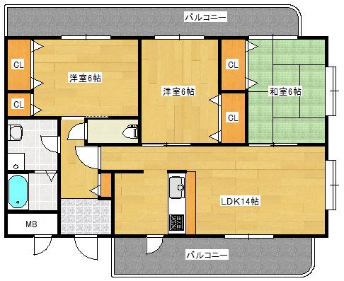 プリマヴェーラ(3LDK/2階)の間取り写真