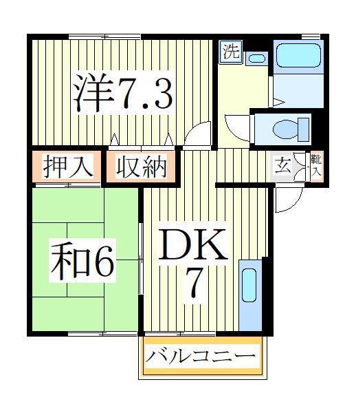 クレール新柏(2DK/1階)の間取り写真