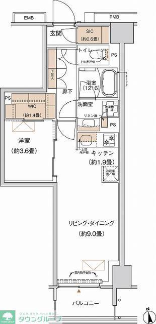 プライムネクサス大森北(1LDK/6階)の間取り写真
