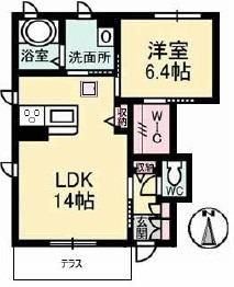 パルテ・リモーネ(1LDK/1階)の間取り写真