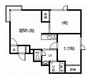 サフラン(2LDK/1階)の間取り写真