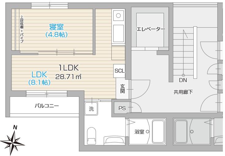 HK2 イースト(1LDK/3階)の間取り写真