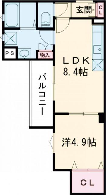 ピレーネ焼野(1LDK/2階)の間取り写真