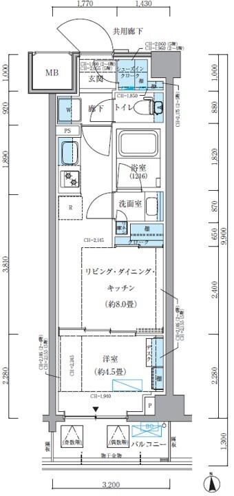 パークアクシス品川シーサイド(1LDK/4階)の間取り写真
