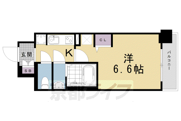 プラシード京都(1K/3階)の間取り写真