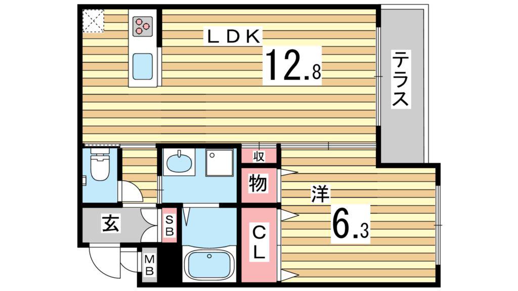 サニーウエル(1LDK/3階)の間取り写真