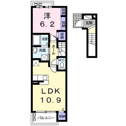 アンジュフラン(1LDK/2階)の間取り写真