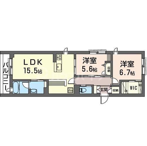 CASA DEL CIVETTA カーサ デル チベッタ(2LDK/1階)の間取り写真