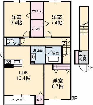 フェリシード(3LDK/2階)の間取り写真
