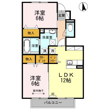 スカイドミールⅡ(2LDK/1階)の間取り写真