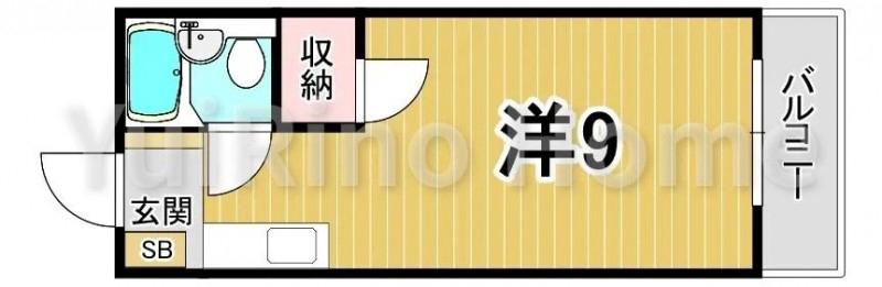タートルハイツ(ワンルーム/3階)の間取り写真