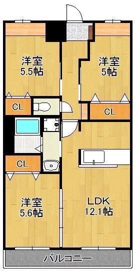 キャンファ・マンションIII(3LDK/2階)の間取り写真