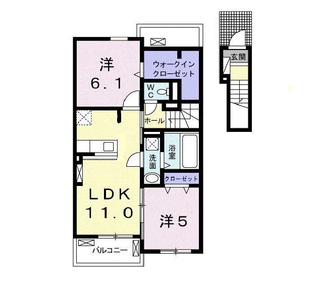 グランドソレイユ松栄 I(2LDK/2階)の間取り写真