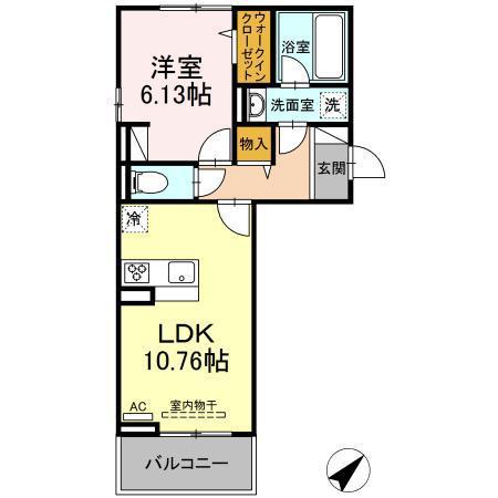ソレイユ笹貫(1LDK/1階)の間取り写真