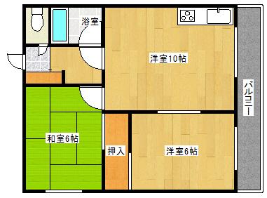 コーポ緑和(2LDK/1階)の間取り写真