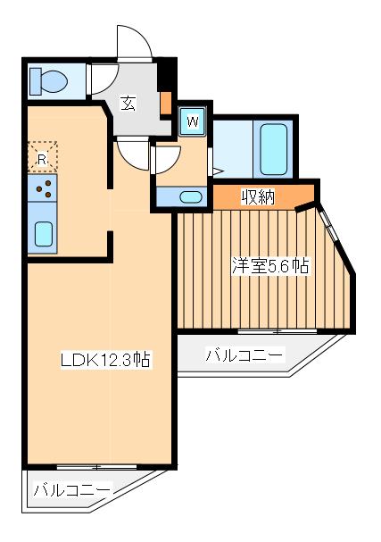 ベルヴィアージュモトスミヨシ(1LDK/1階)の間取り写真
