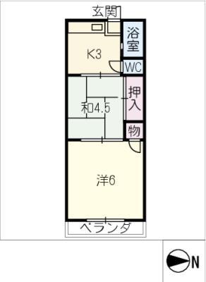 愛和荘(2K/2階)の間取り写真