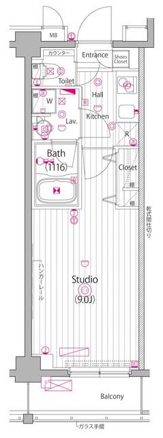 ガーラ・ヒルズ新宿(1K/3階)の間取り写真