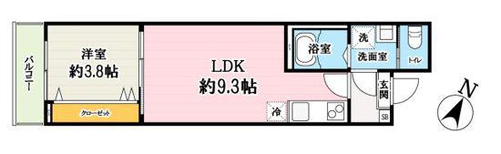 キャメル大宮西5(1LDK/3階)の間取り写真