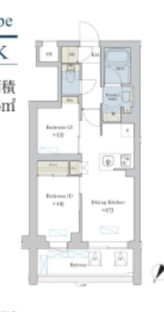 BRILLIA IST 洗足池の杜(2DK/2階)の間取り写真