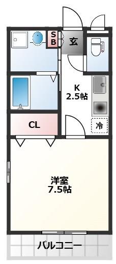 ブランドール(1K/3階)の間取り写真