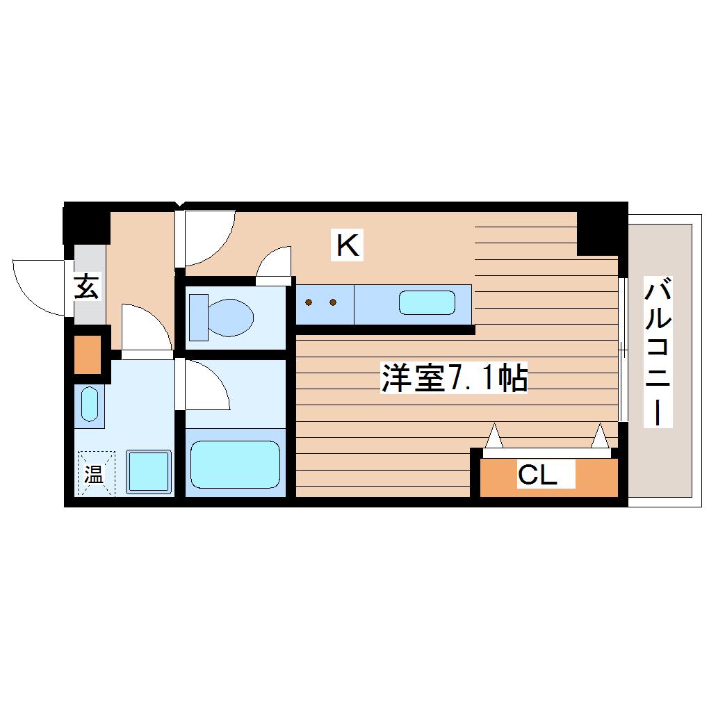 スプリングフィールド宮町II(1K/4階)の間取り写真