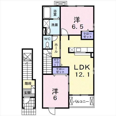 メゾン・ジェルメII(2LDK/2階)の間取り写真