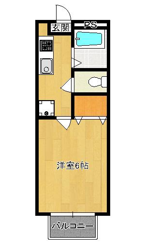 コーポオオタカラ(1K/1階)の間取り写真