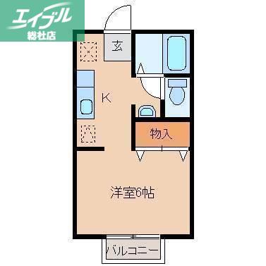 ラ・コンテ倉敷(1K/2階)の間取り写真