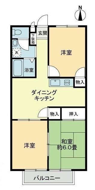 フォブール大井A(3DK/1階)の間取り写真