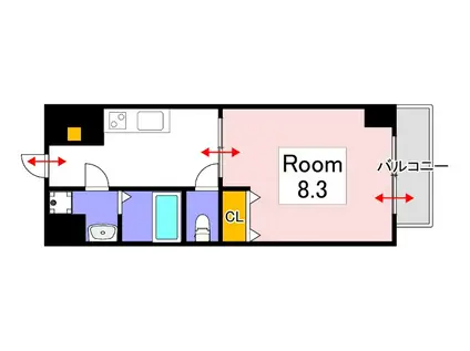 GRANMATE岡山奉還町(1K/6階)の間取り写真