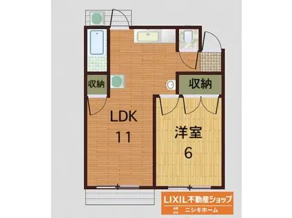 アイリス南開(1LDK/2階)の間取り写真