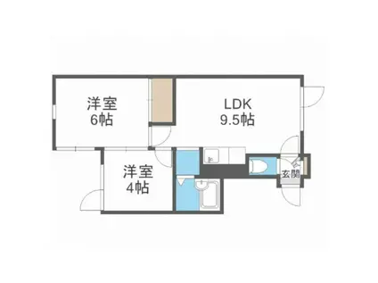プラティーク東札幌(2LDK/1階)の間取り写真