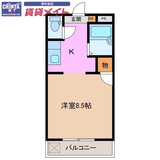 ハートピアツインズイースト(1K/2階)の間取り写真