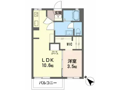 フレグランス上大沢A(1LDK/1階)の間取り写真