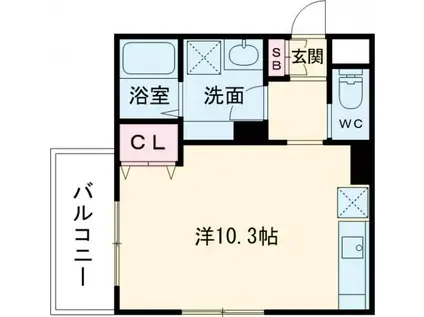 CASAα 外宮(ワンルーム/1階)の間取り写真