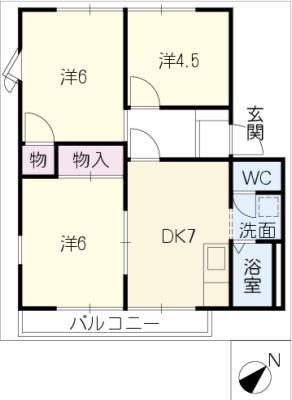 フレグランスとわ(3DK/1階)の間取り写真