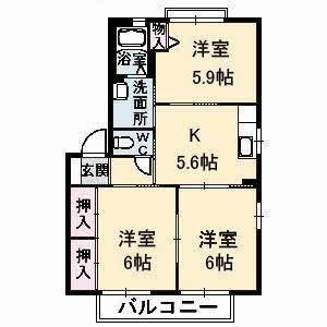 シャーメゾン鴨庄(3K/2階)の間取り写真
