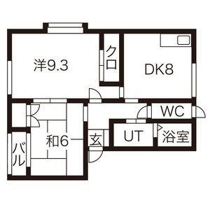 フリーデン E棟(2DK/2階)の間取り写真