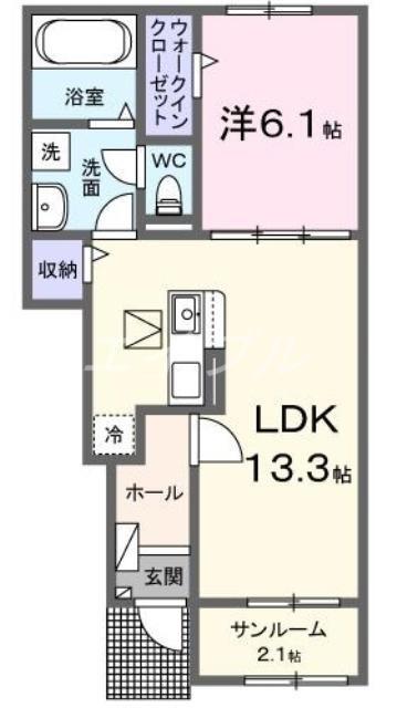 エルカホーム(1LDK/1階)の間取り写真