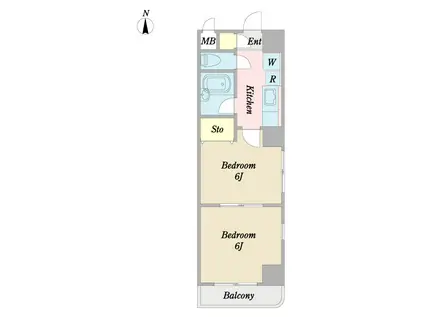 アーバンステージ一番町(2K/2階)の間取り写真