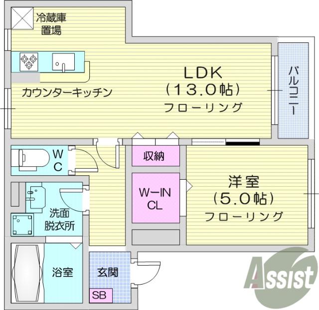 プレジールダイヤⅡ(1LDK/3階)の間取り写真